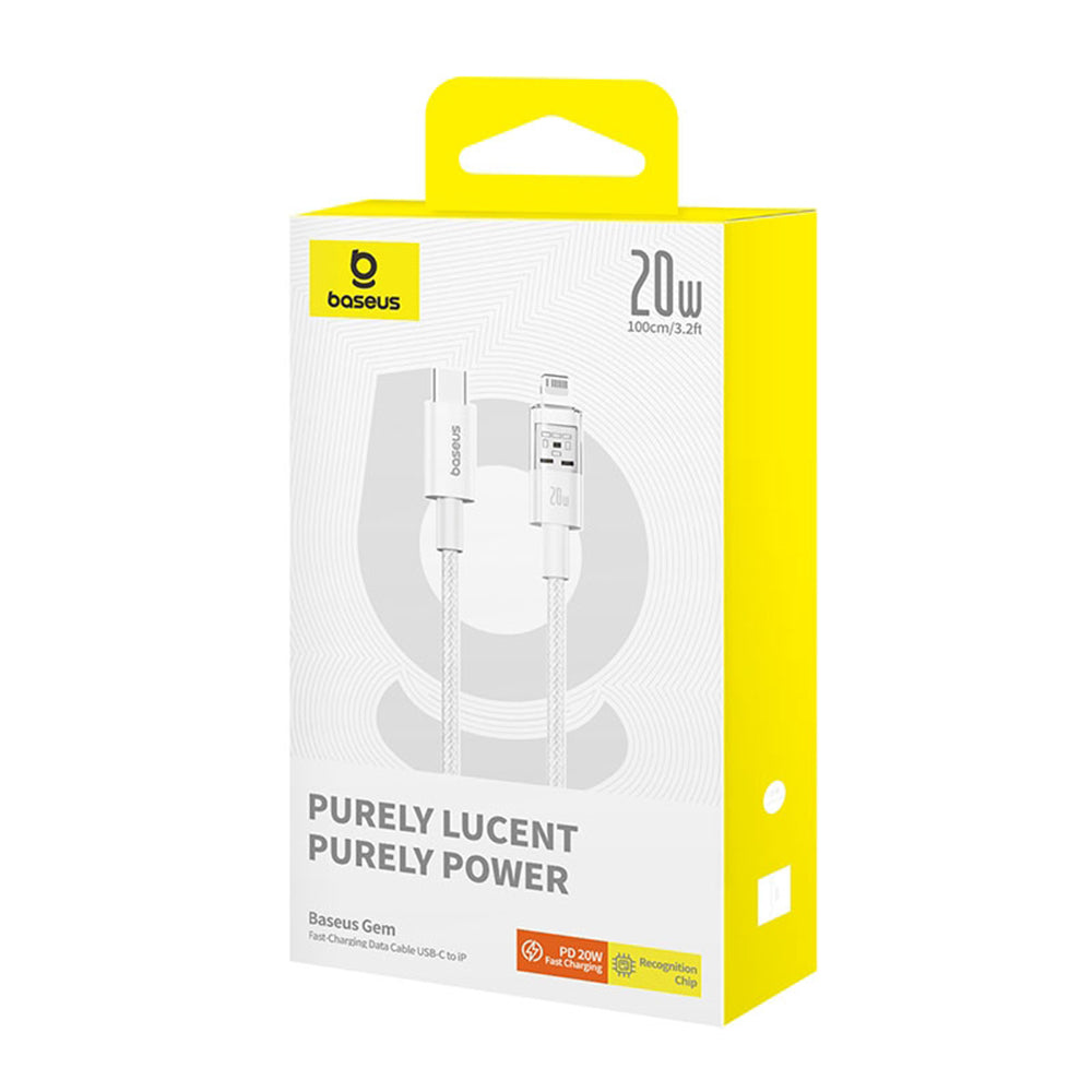 Cable de Datos y Carga USB-C - Lightning Baseus Gem, 20W, 1m, Blanco P10373001211-00