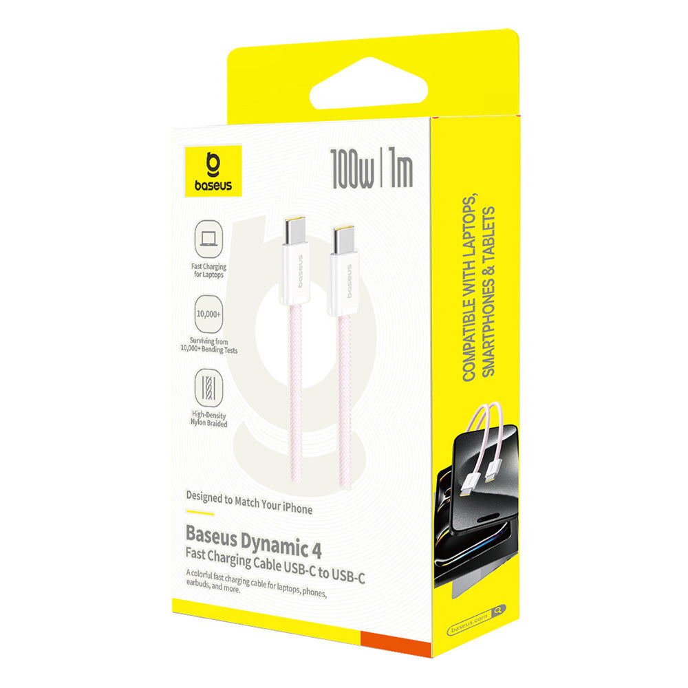 Cable de Datos y Carga USB-C - USB-C Baseus Dynamic 4 Series, 100W, 1m, Rosa P10381400411-00