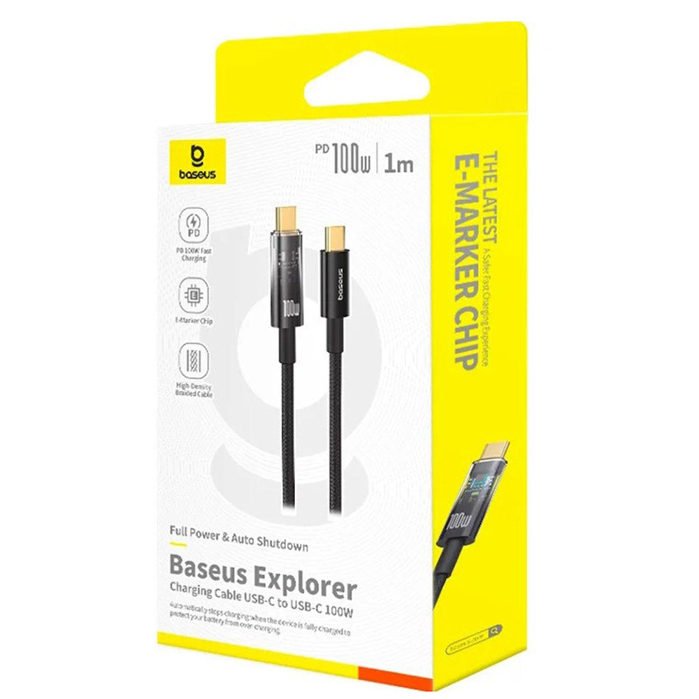 Cable de Datos y Carga USB-C - USB-C Baseus Explorer, 100W, 1m, Negro P10319703111-00