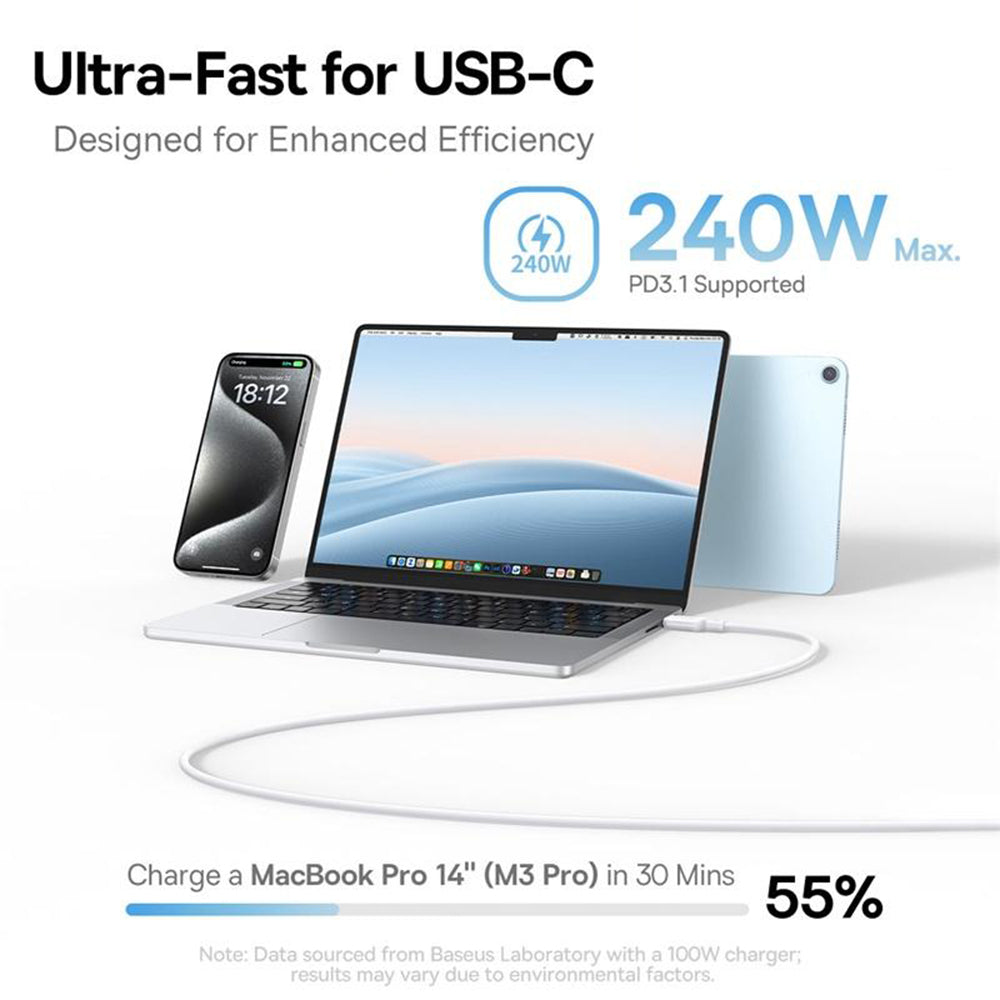 Cable de Datos y Carga USB-C - USB-C Baseus PicoGo, 240W, 1m, Azul P10376800311-00