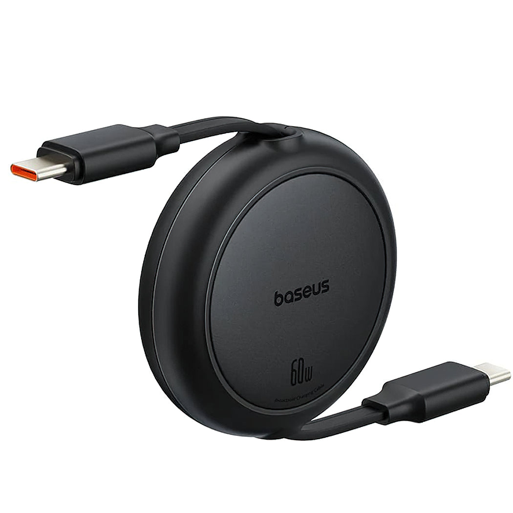 Cable de Datos y Carga USB-C - USB-C Baseus Free2Pull Mini Retráctil, 60W, 1m, Negro P10364500111-01