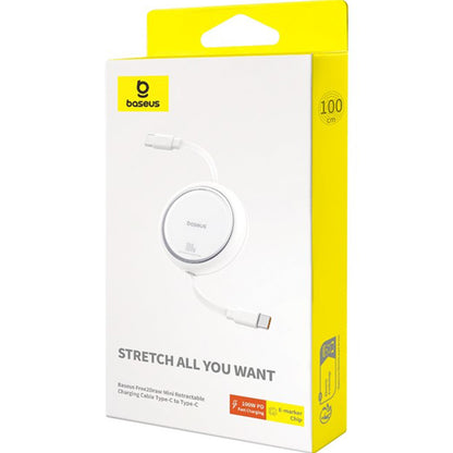 Cable de Datos y Carga USB-C - USB-C Baseus Free2Draw Mini Retractable, 100W, 1m, Blanco P10364500211-00