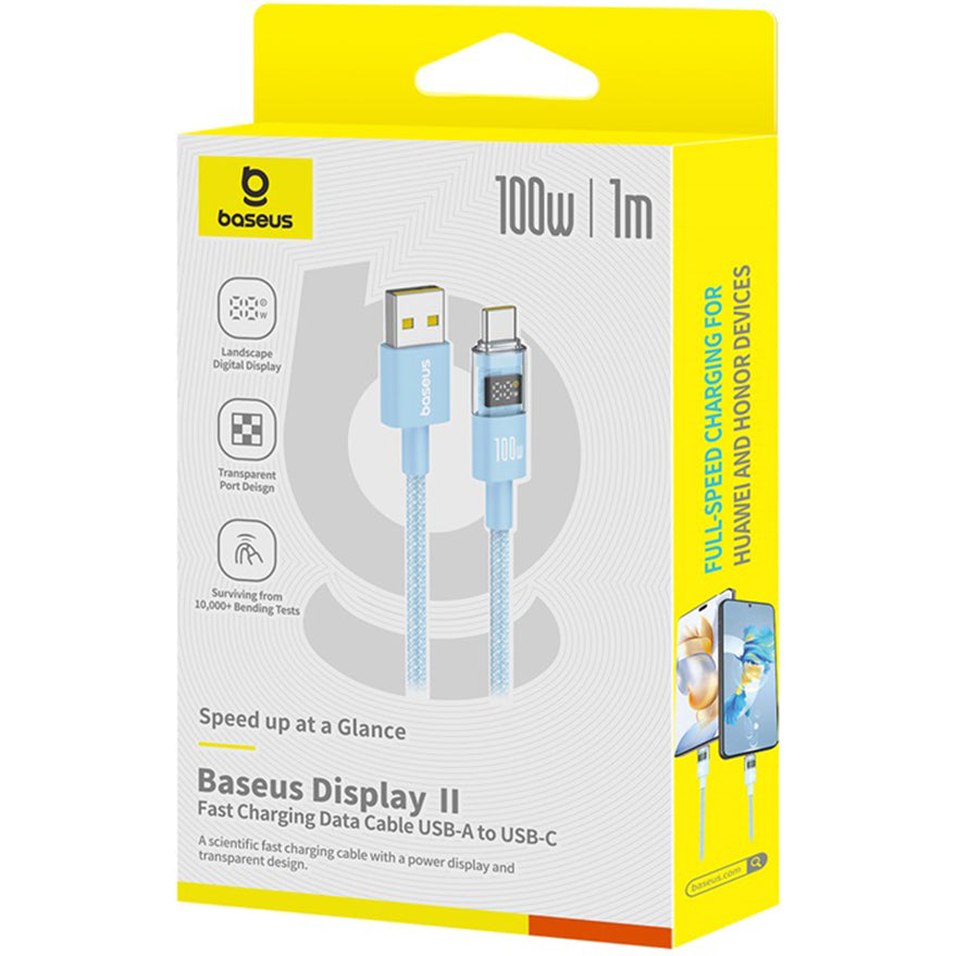 Cable de Datos y Carga USB-A - USB-C Baseus Display 2, 100W, 1m, Azul P10382701311-00