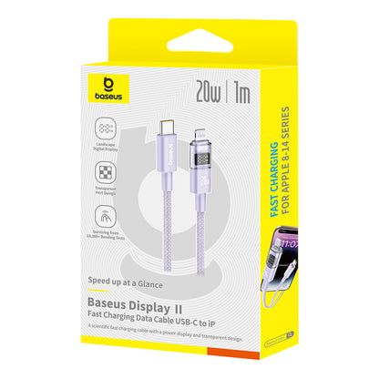 USB-C to Lightning Baseus Display 2 Data and Charging Cable, 20W, 1m, Purple P10382703511-00