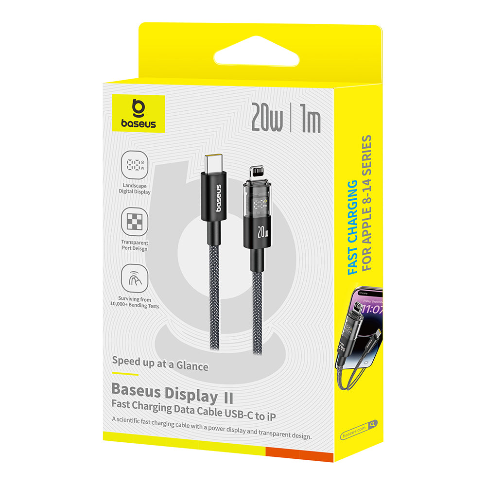 USB-C to Lightning Baseus Display 2 Data and Charging Cable, 20W, 1m, Black P10382703121-00