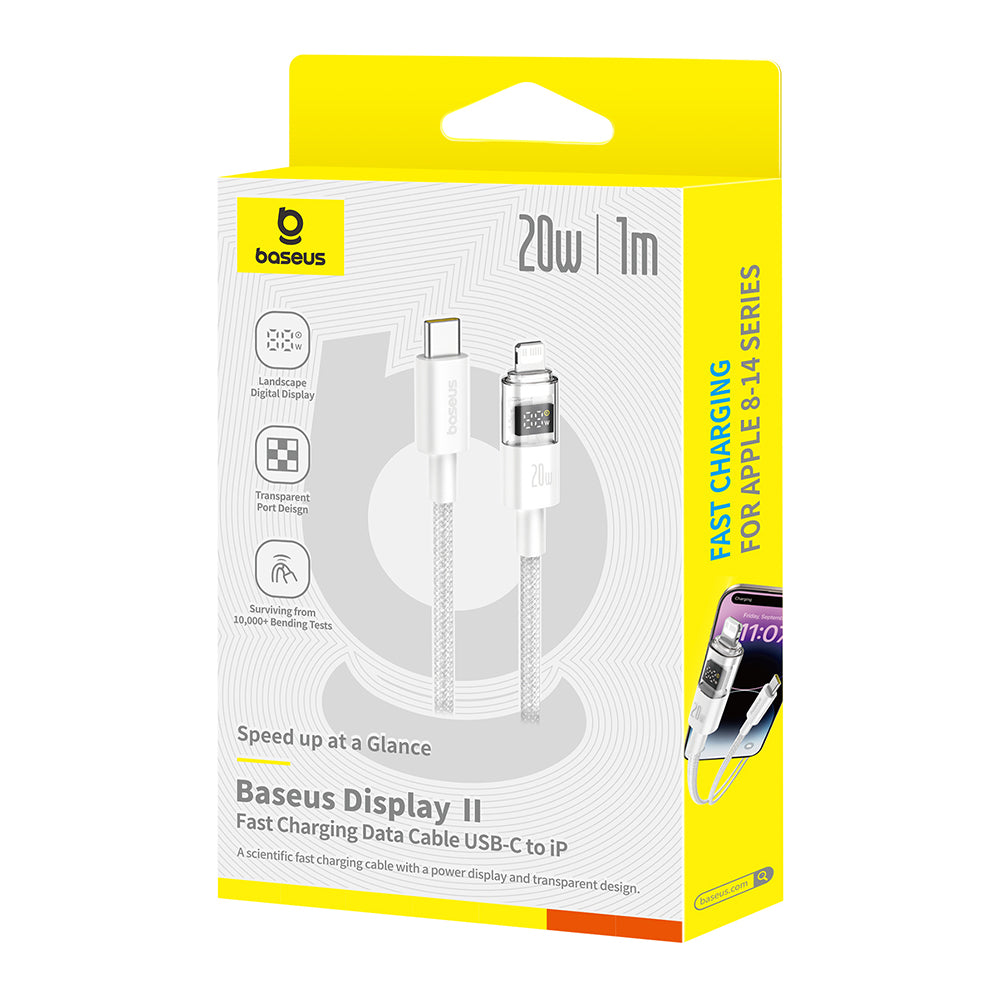 Cable de Datos y Carga USB-C - Lightning Baseus Display 2, 20W, 2m, Blanco P10382703211-01