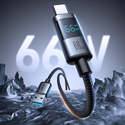 Cable de Datos y Carga USB-A - USB-C Joyroom S-A16 Pro Prism Display, 66W, 1.2m, Negro