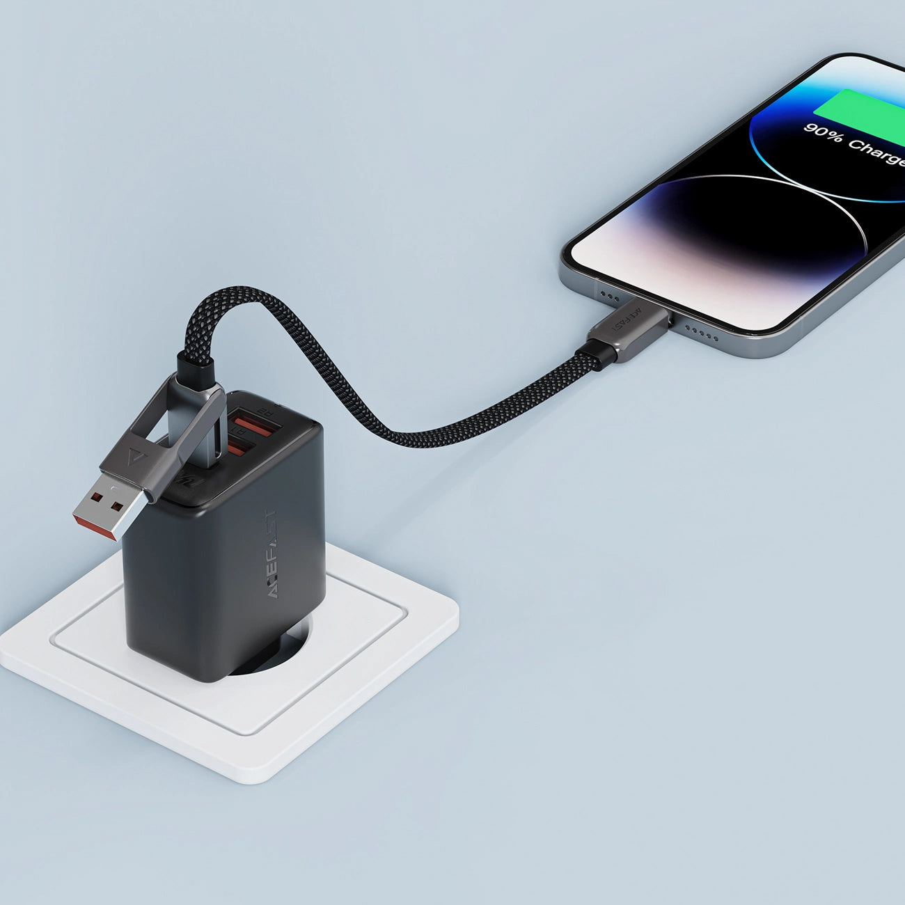 Cable de Datos y Carga USB-C - USB-A / USB-C Acefast C13-05, 60W, 0.2m, Negro
