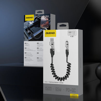 Cable de Datos y Carga USB-A / USB-C - Lightning / USB-C Dudao L20 Pro, 65W, 1.5m, Negro