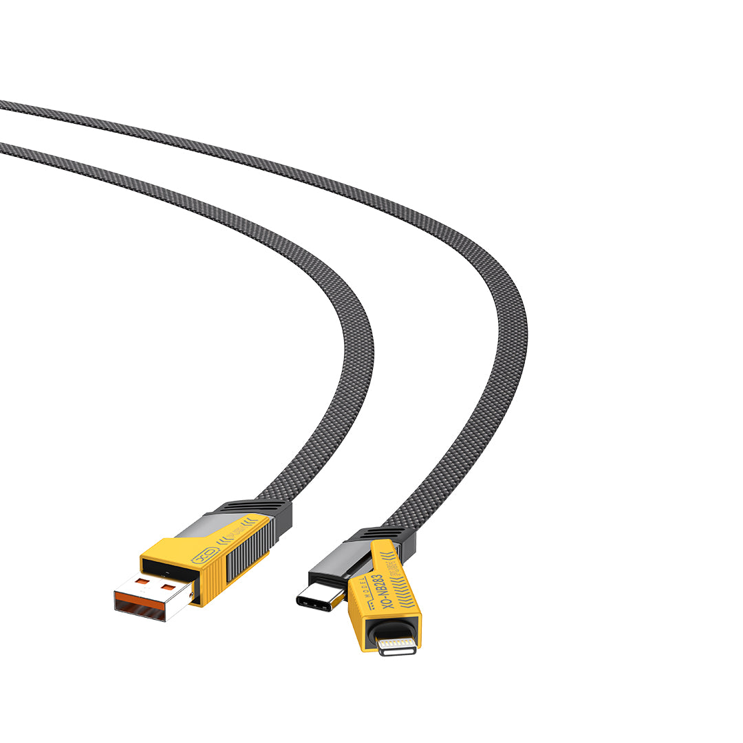 Cable de Datos y Carga USB-A / USB-C - Lightning / USB-C XO Design NB283, 60W, 1m, Gris