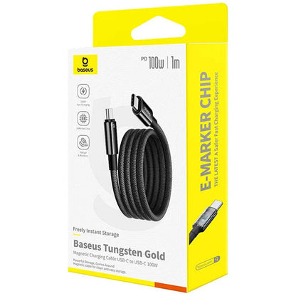 Cable de Datos y Carga USB-C - USB-C Baseus Tungsten Gold, 100W, 1m, Negro P10319805111-00