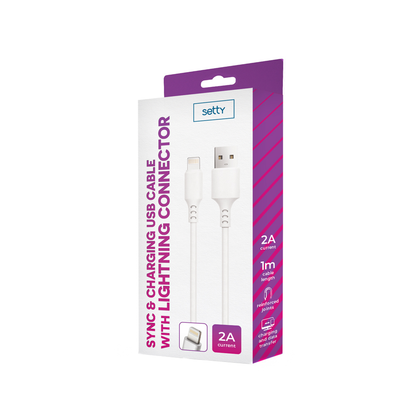 Cable de Datos y Carga USB-A - Lightning Setty, 18W, 1m, Blanco