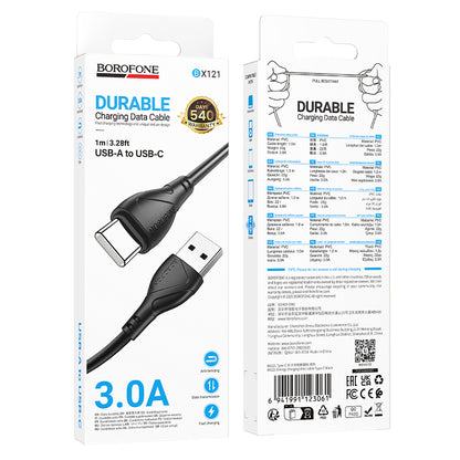 Cable de Datos y Carga USB-A - USB-C Borofone BX121 Energy, 18W, 1m, Negro