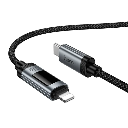 Cable de Datos y Carga USB-C - Lightning HOCO Display U148, 27W, 1.2m, Negro