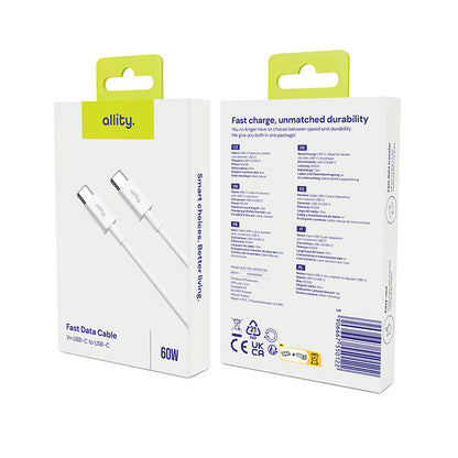 Cable de Datos y Carga USB-C - USB-C Allity. AUC-03, 100W, 1m, Blanco