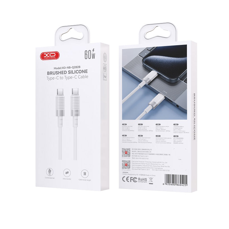 USB-C Data and Charging Cable - USB-C XO Design NB-Q282B, 60W, 1m, White