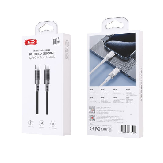 Cable de Datos y Carga USB-C - USB-C XO Design NB-Q282B, 60W, 1m, Negro