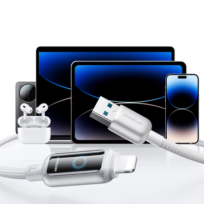 Cable de Datos y Carga USB-A - Lightning Joyroom S-A55 StarFlight Display, 18W, 1.2m, Blanco