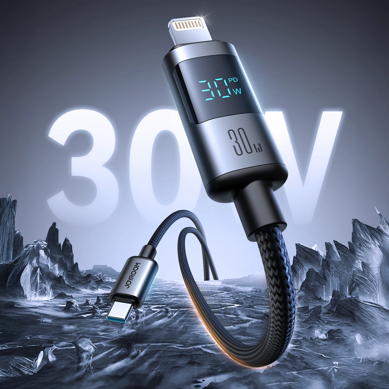 USB-C to Lightning Data and Charging Cable Joyroom S-A16 Pro Prism Display, 30W, 1.2m, Black