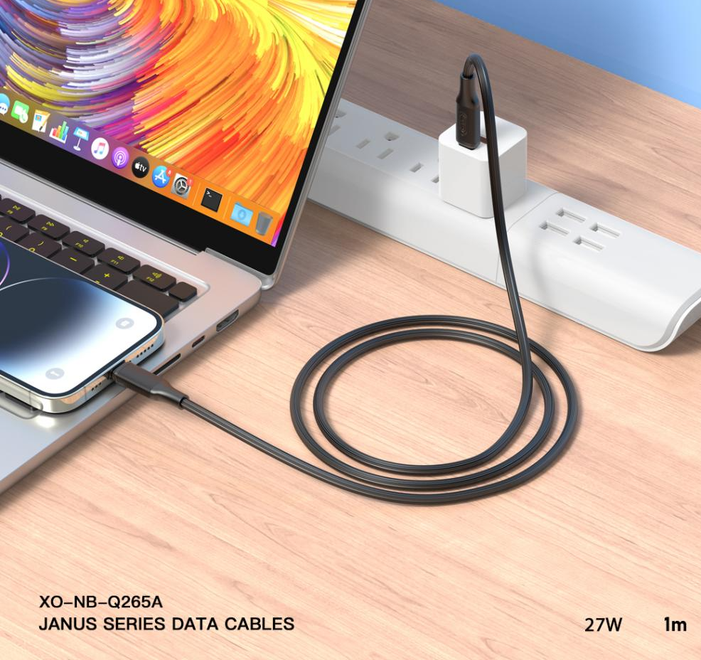 Cable de Datos y Carga USB-C - Lightning XO Design NB-Q265A, 27W, 1m, Negro