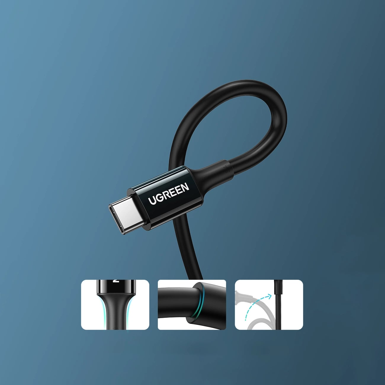 Cable de Datos y Carga USB-C - USB-C UGREEN US300, 100W, 2m, Negro