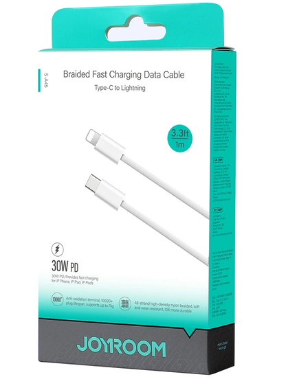 Cable de Datos y Carga USB-C - Lightning Joyroom S-A45, 30W, 1m, Blanco