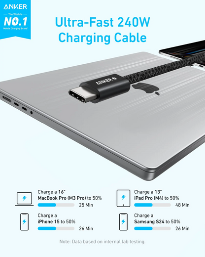 USB-C Data and Charging Cable - USB-C Anker Zolo, 240W, 1.8m, White A8060H22