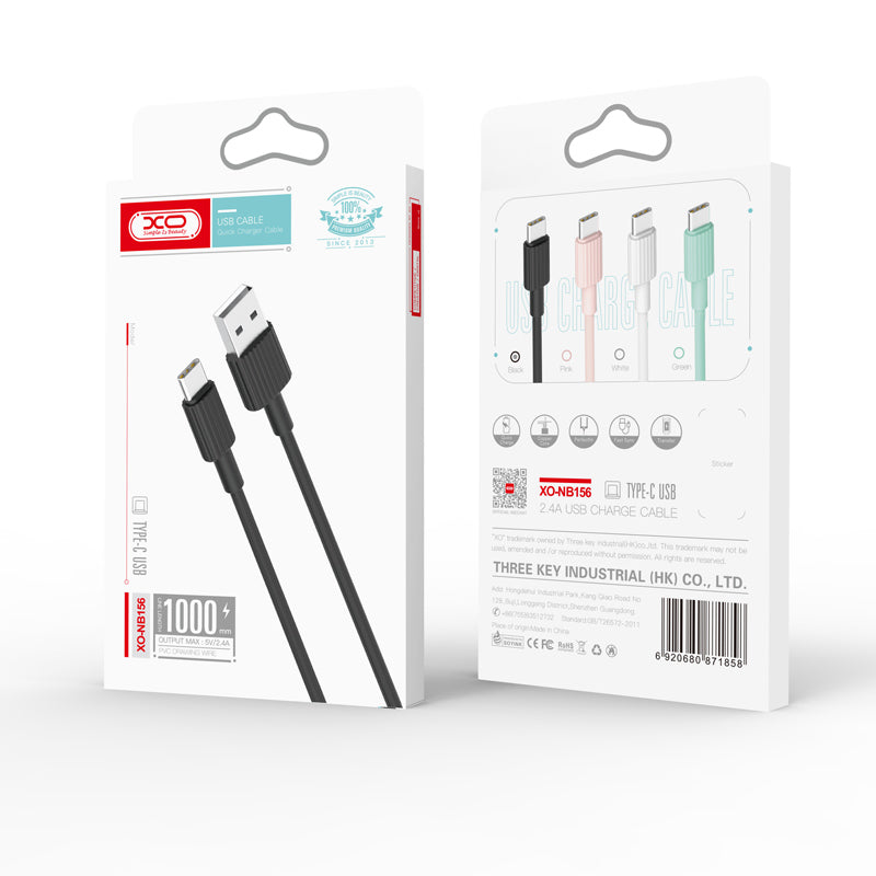 Cable de Datos y Carga USB-A - USB-C XO Design NB156, 18W, 1m, Negro