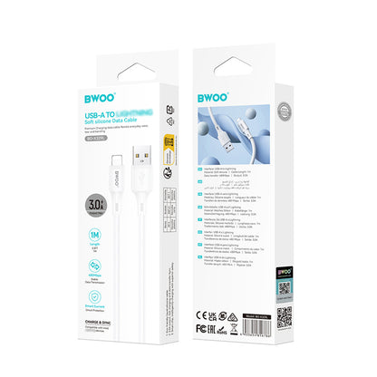 Cable de Datos y Carga USB-A - Lightning BWOO X329L, 15W, 1m, Blanco