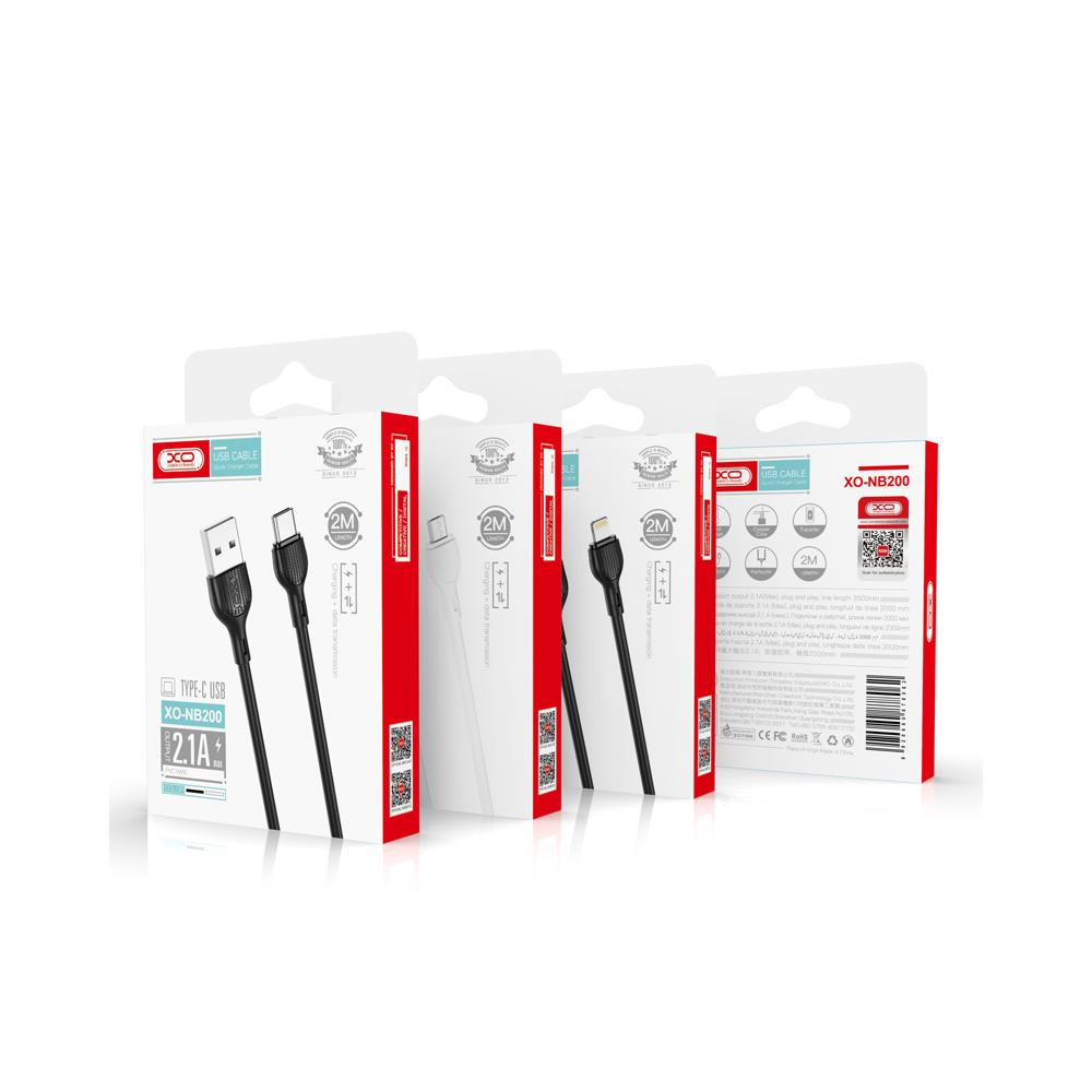 Cable de Datos y Carga USB-A - Lightning XO Design NB200, 10W, 2m, Negro