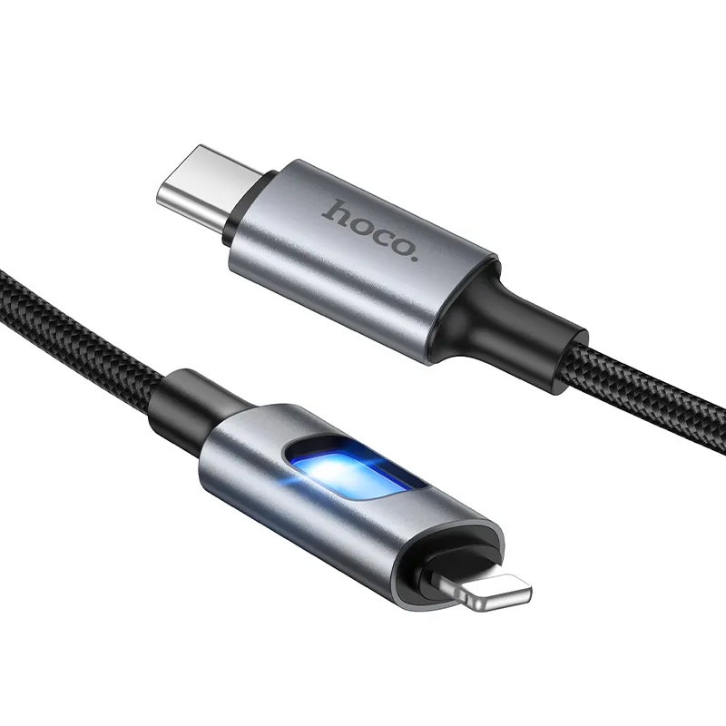 USB-C to Lightning Data and Charging Cable HOCO U144 Led, 27W, 1.2m, Black