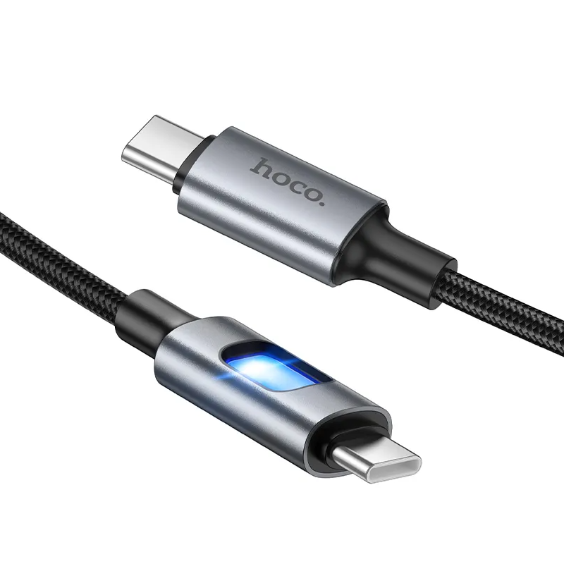 Cable de Datos y Carga USB-C - USB-C HOCO U144 Led, 60W, 1.2m, Negro