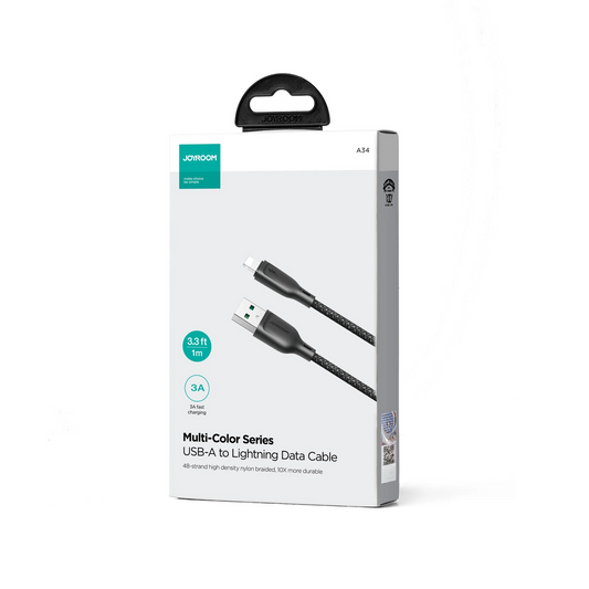 Cable de Datos y Carga USB-A - Lightning Joyroom S-A34, 18W, 1m, Negro