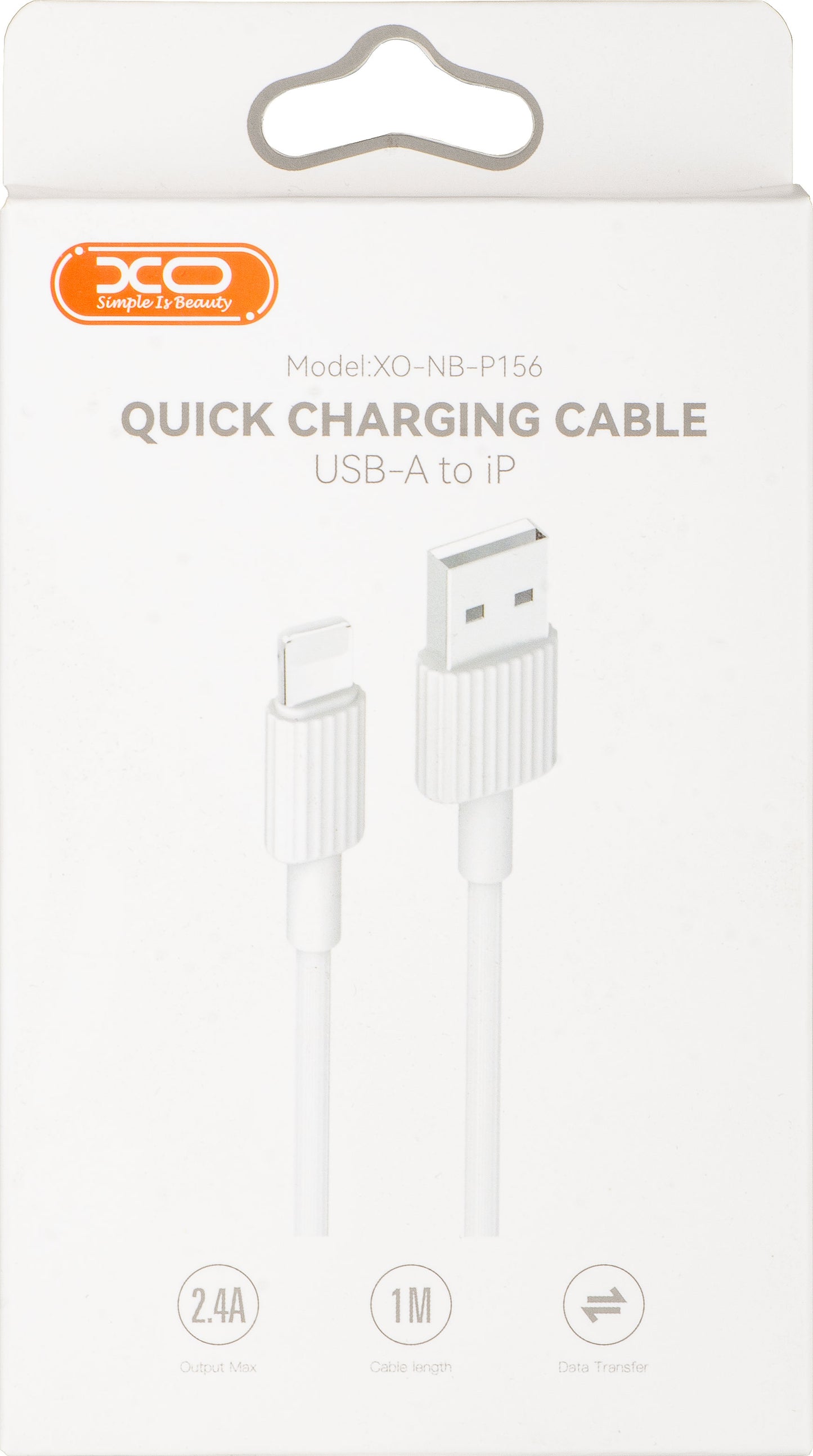 Cable de Datos y Carga USB-A - Lightning XO Design NB156, 18W, 1m, Blanco