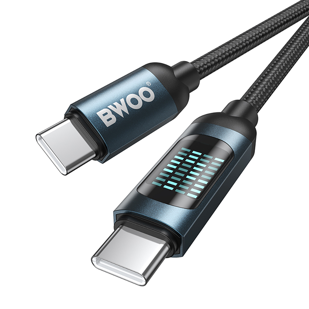 Cable de Datos y Carga USB-C - USB-C BWOO BO-X304 Led, 60W, 1m, Negro
