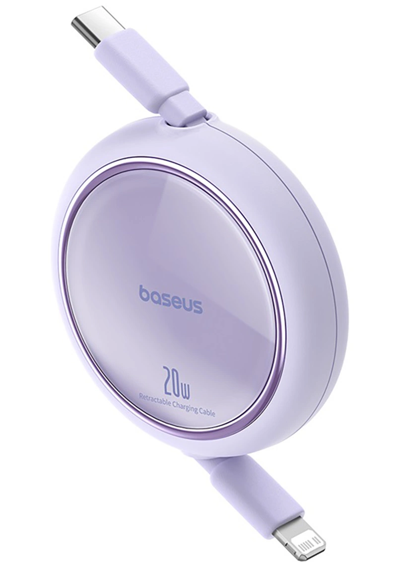 Cable de Datos y Carga USB-C - Lightning Baseus Free2Pull Mini Retráctil, 20W, Morado P10364501511-00