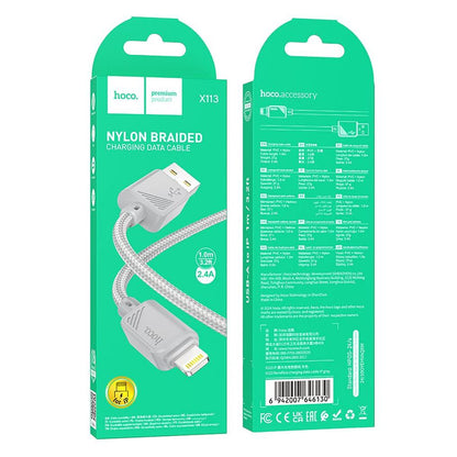 Cable de Datos y Carga USB-A - Lightning HOCO X113, 18W, 1m, Gris