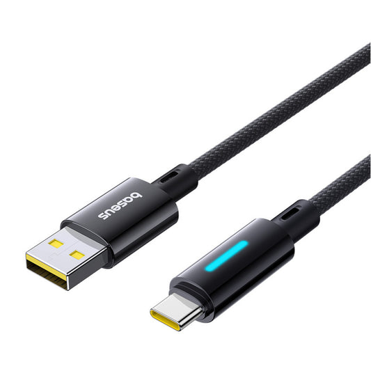 Cable de Datos y Carga USB-A - USB-C Baseus Lit Button Control, 100W, 2m, Negro P10379002121-01
