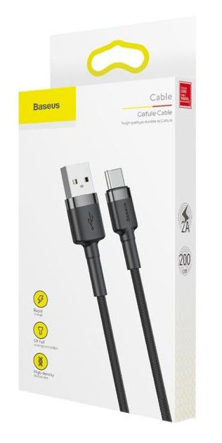 Cable de datos y carga USB-A - USB-C Baseus Cafule, 18W, 2m, Gris CATKLF-CG1