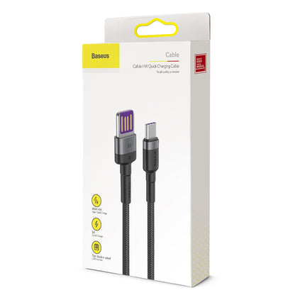 Cable de datos y carga USB-A - USB-C Baseus HW Quick Charging, 100W, 1m, Gris CATKLF-PG1 CATKLF-PG1