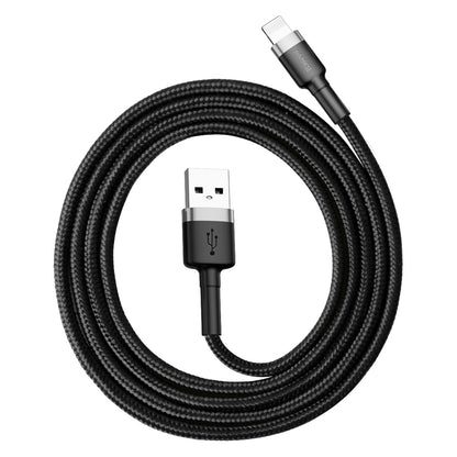 Cable de datos y carga USB-A - Lightning Baseus Cafule, 18W, 1m, Gris CALKLF-BG1