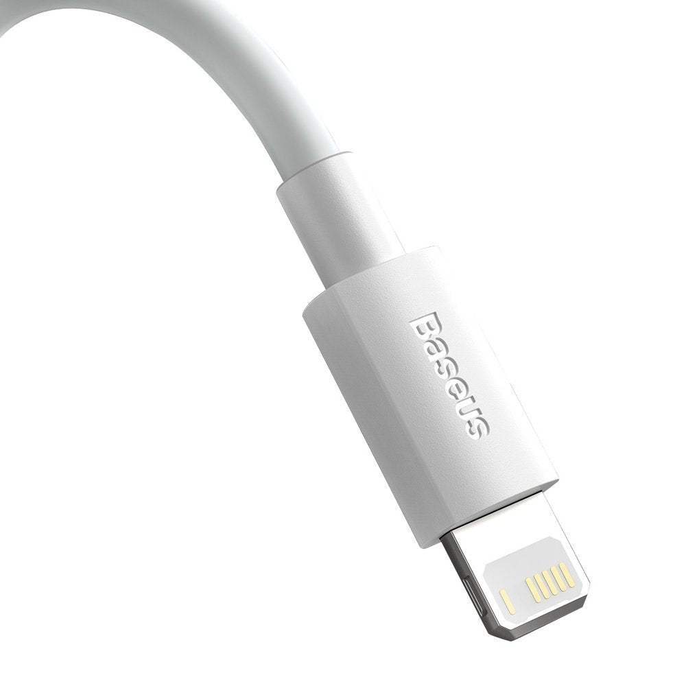 Cable de datos y carga USB-A - Lightning Baseus Simple Wisdom, 18W, 1.5m, Juego 2 piezas, Blanco TZCALZJ-02