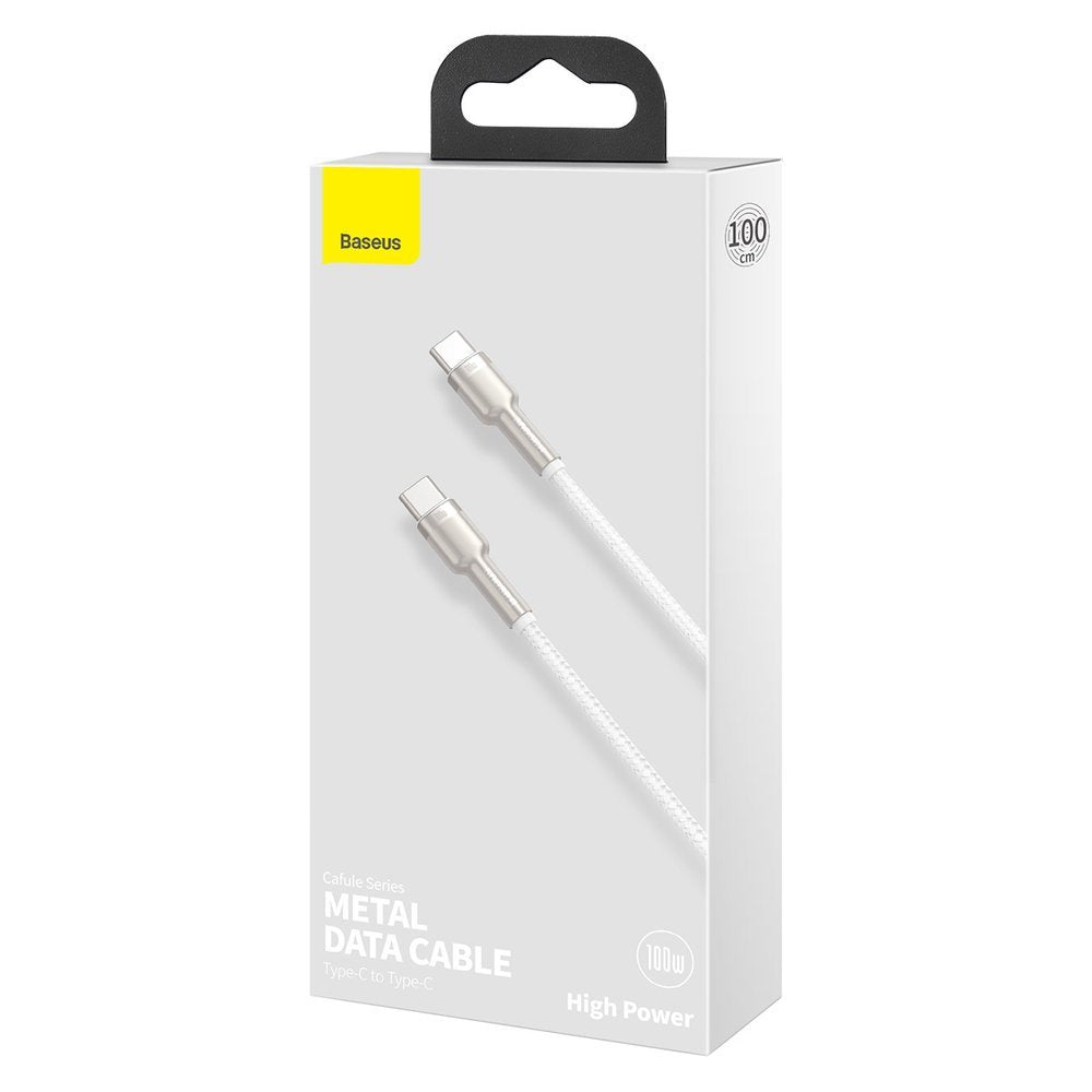 Cable de carga y datos USB-C - USB-C Baseus Cafule Metal Series, 100W, 1m, Blanco CATJK-C02