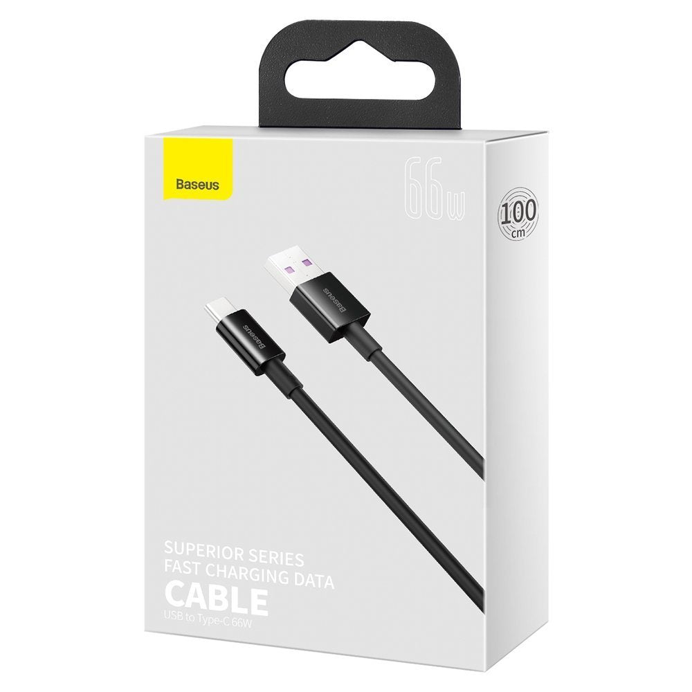 Cable de datos y carga USB-A - USB-C Baseus Superior Series, 66W, 1m, Negro CATYS-01