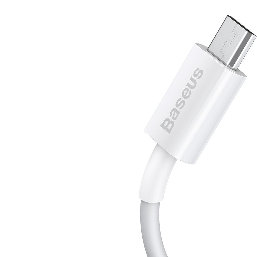 Cable de datos y carga USB-A - microUSB Baseus Superior Series, 18W, 1m, Blanco CAMYS-02