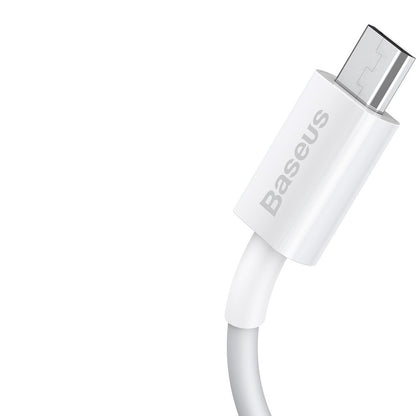 Cable de datos y carga USB-A - microUSB Baseus Superior Series, 18W, 1m, Blanco CAMYS-02