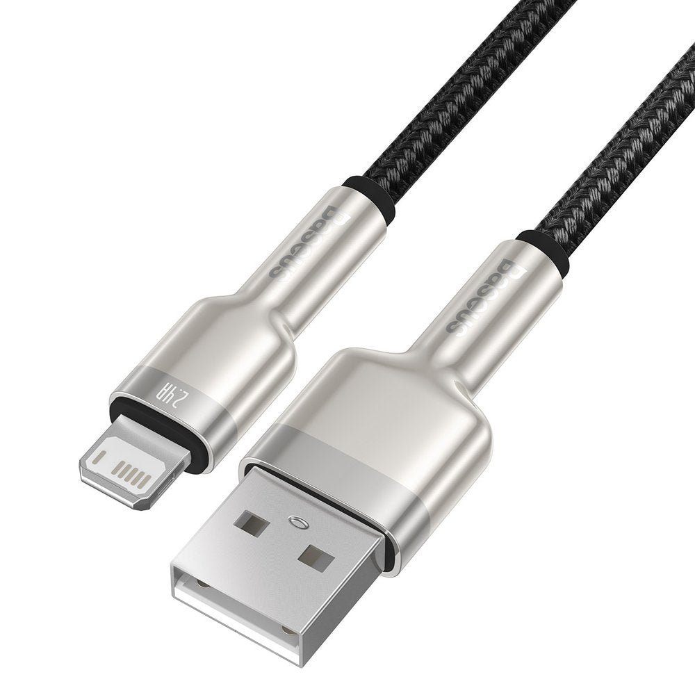 Cable de datos y carga USB-A - Lightning Baseus Cafule Metal Series, 18W, 1m, Negro CALJK-A01 