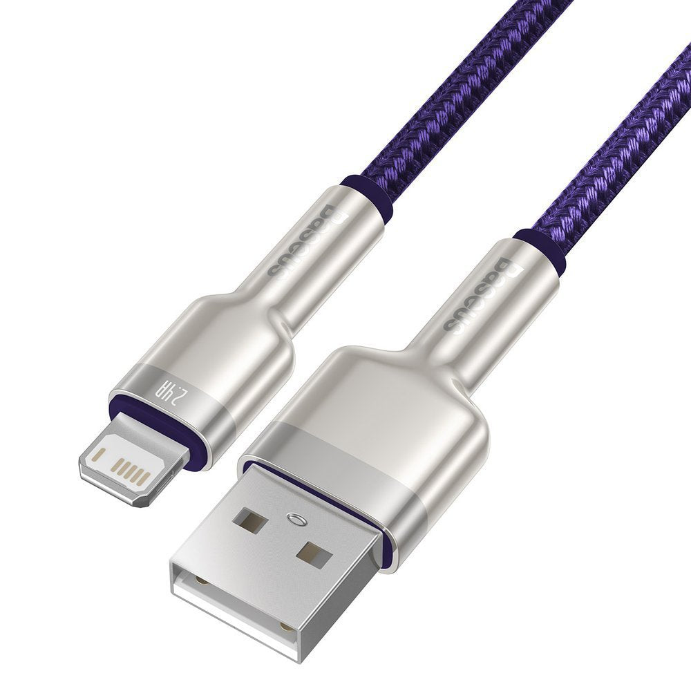 Cable de datos y carga USB-A - Lightning Baseus Cafule Metal Series, 18W, 1m, Morado CALJK-A05