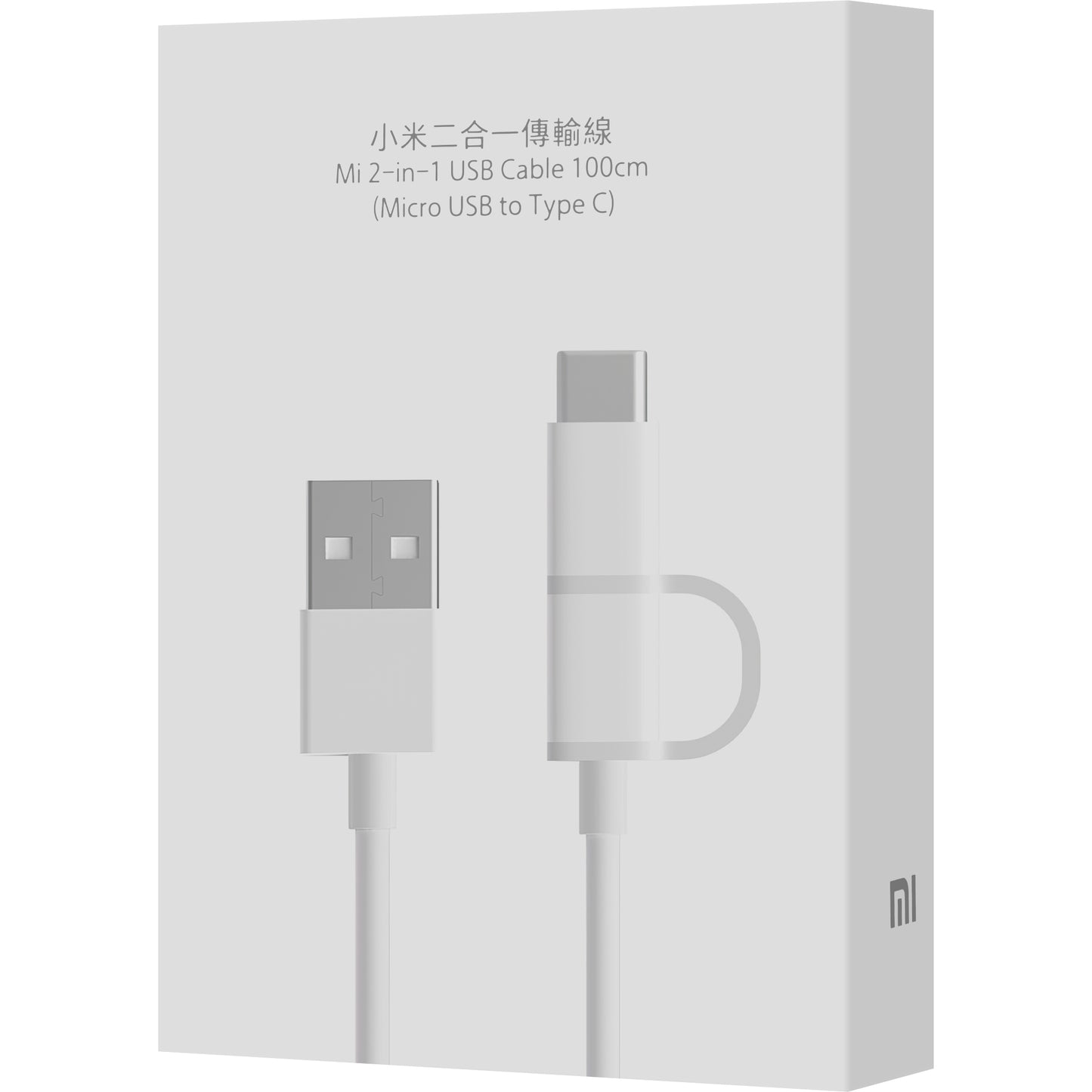 Cable de datos y carga USB-A - microUSB / USB-C Xiaomi Mi 2in1, 18W, 1m, Blanco SJV4082TY 