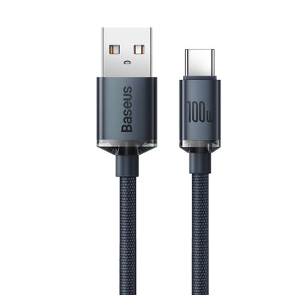 USB-A a USB-C Cable de carga y datos de la serie Crystal Shine de Baseus, 100 W, 2 m, negro CAJY000501 CAJY000501 